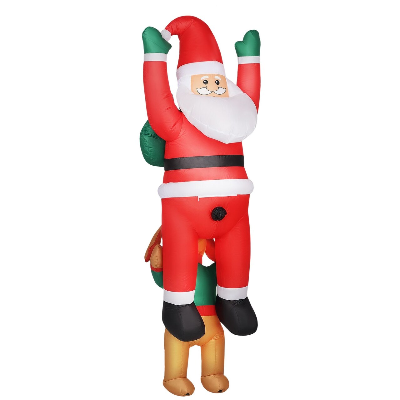 Edge Collections - 26.8" x 32.3" - Red - Humorous Inflatable Santa and Dog Decoration - 1 Piece